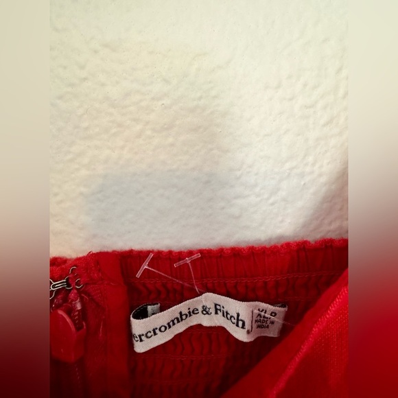 NEW Abercrombie Linen Blend Wrap Dress Angel Sleeve Size XL Petite Red NWOT - Picture 7 of 9